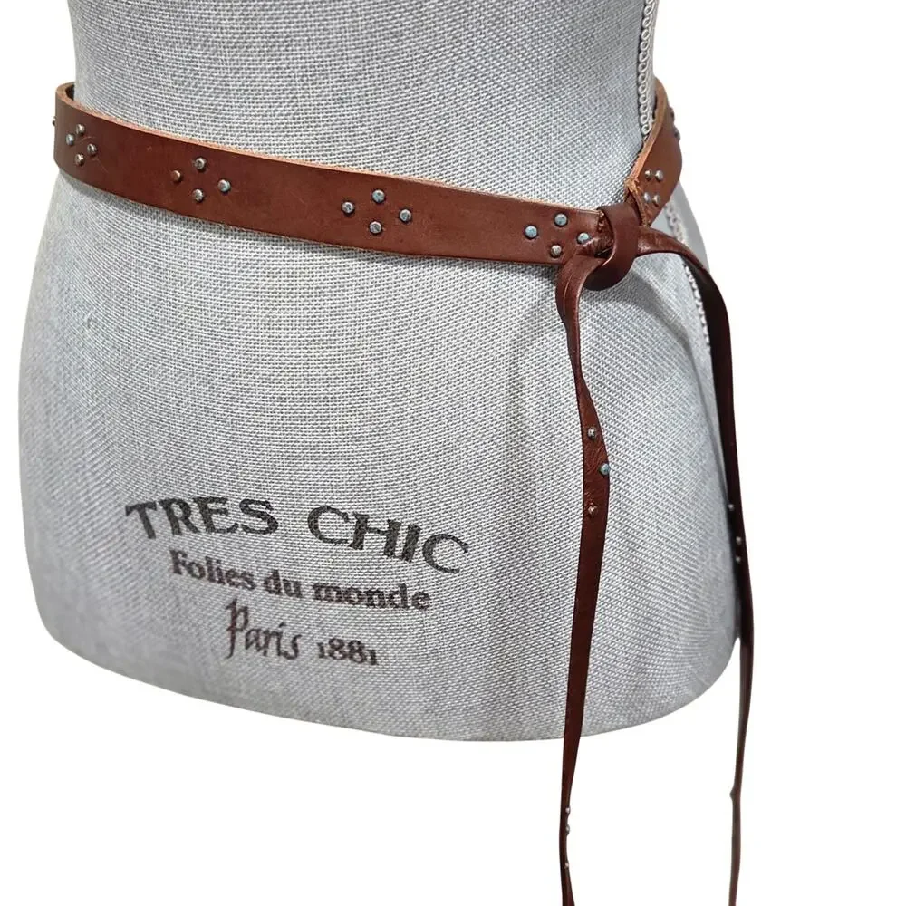 Amsterdam Heritage Studded Leather Wrap Belt | Boho Western Brown | 95.5